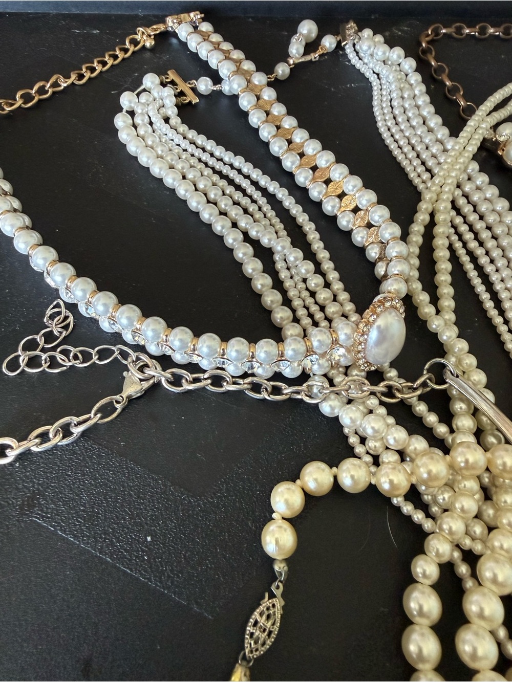 Vintage-Inspired White Pearl Multi-Strand Cameo Necklace & more - Picture 3 of 10